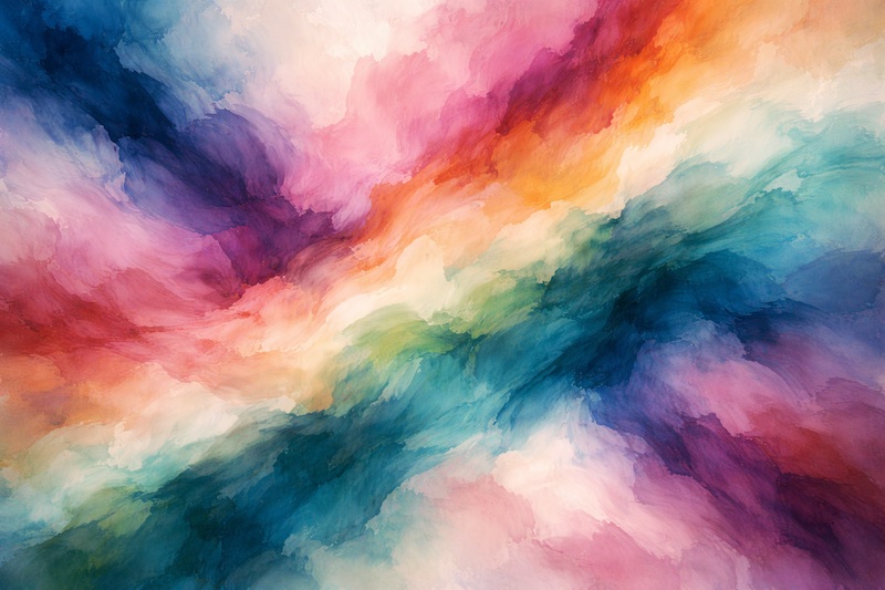 palette-emotions-complexes Palette de couleurs abstraites se mélangeant harmonieusement, symbolisant des émotions complexes et nuancées.