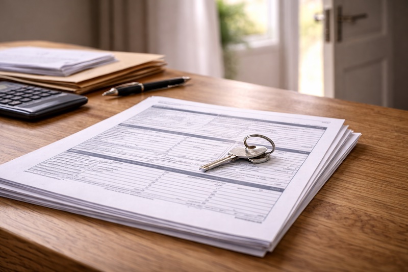 Clé posée près d’un document fiscal et d’une porte entrouverte en arrière-plan, symbolisant les bénéfices d’un crédit d’impôt ouvrant l’accès à d’autres programmes.